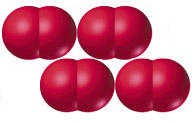 Voorbeeld: het molecuulrooster van waterstofgas. De moleculen worden door zwakke krachten bijeen gehouden.